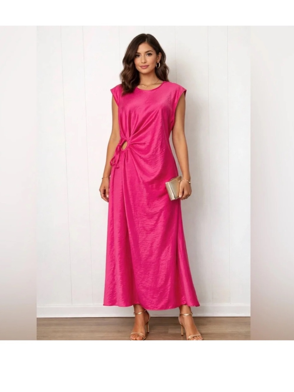 House of Harlow 1960 Hot Pink Knot-Detail Maxi Dress